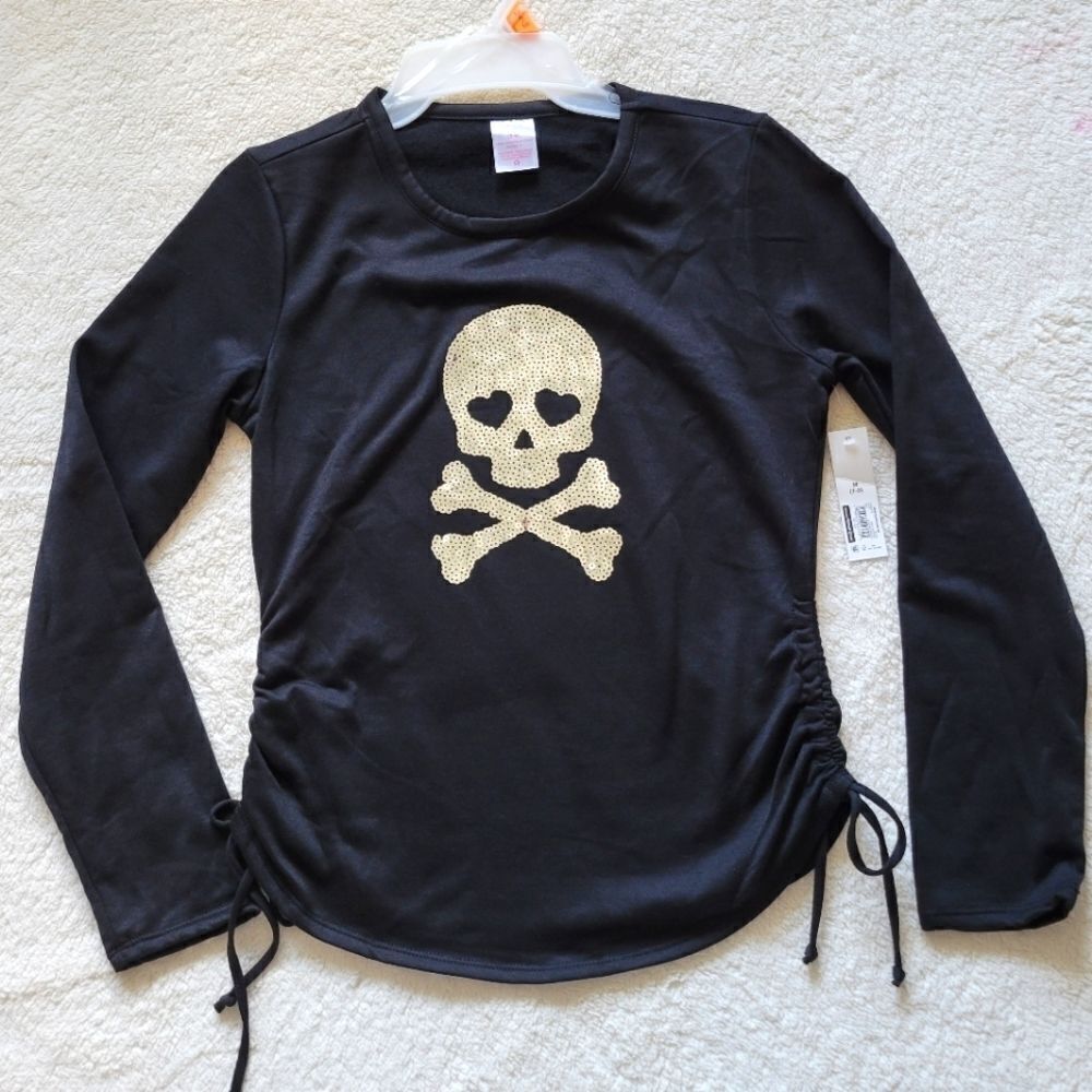 NEW HALLOWEEN sequins Skull fleece sweatshirt various size
